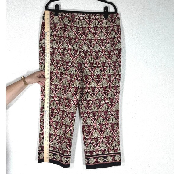 Harold's Red Floral Geometric Cropped Pants - 16 - Cotton Stretch Boho Eclectic View 2