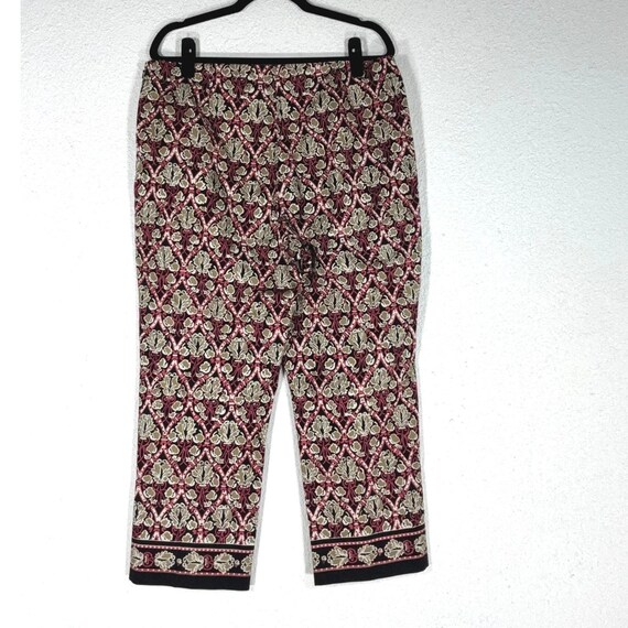 Harold's Red Floral Geometric Cropped Pants - 16 - Cotton Stretch Boho Eclectic View 6