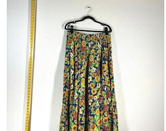 Willow Bend Vintage zonnebloem gelaagde maxi-rok blauw katoen XL Made in USA