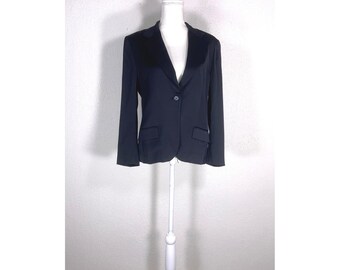Chaqueta tipo blazer negra de un solo botón para mujer de Theory by Bergdorf Goodman, talla 12.