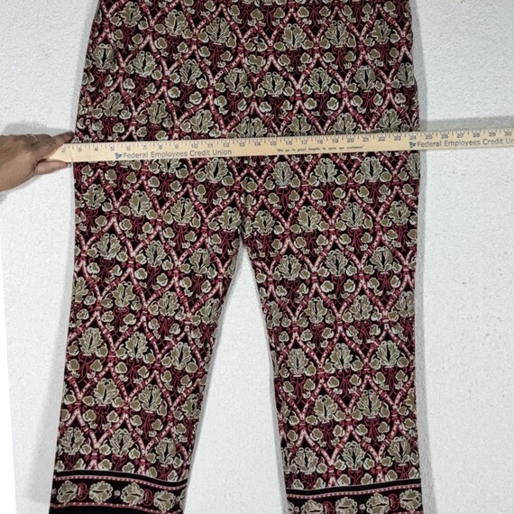 Harold's Red Floral Geometric Cropped Pants - 16 - Cotton Stretch Boho Eclectic View 4