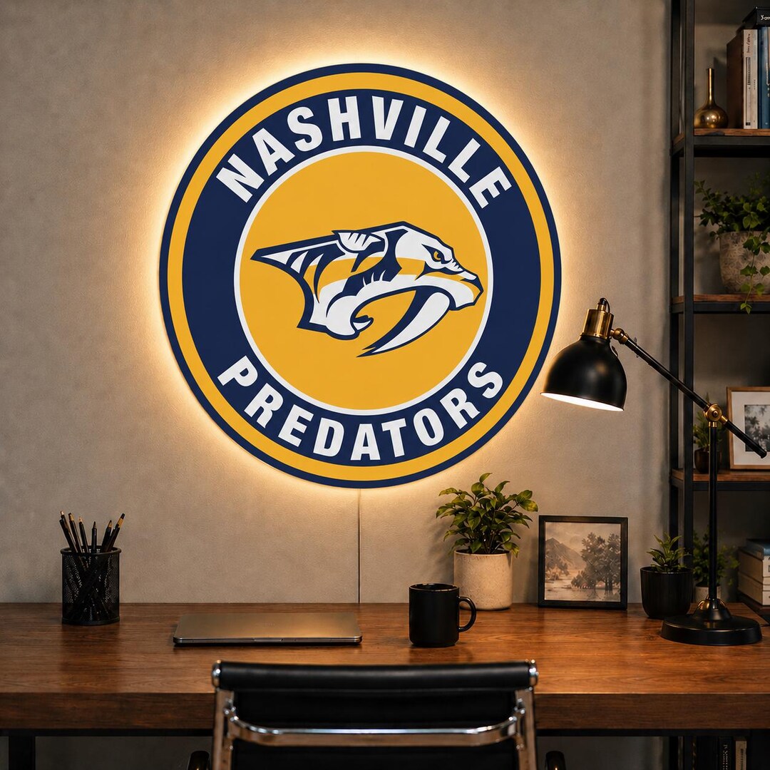 Predators Cation Sign Nashville Predators Illuminated Wall Sign, Handmade Fan Art NHL Fan Art ...