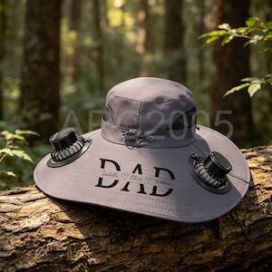 Personalized Embroidered Men's Wide Brim Solar Fan Hat,Custom Outdoor Fishing Hat,Sun Bucket Hat ,Father's Day,Gift for Dad,Gift for Him