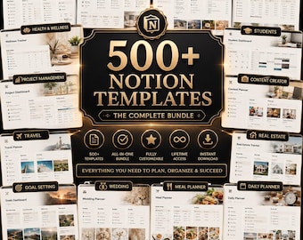 500+ Notion Templates-bundel PLR & Master Resell Rights MRR - bewerkbare planners B01