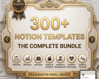 Pacchetto di oltre 300 modelli Notion / Agenda, Benessere, Produttività (Diritti PLR e MRR) B02