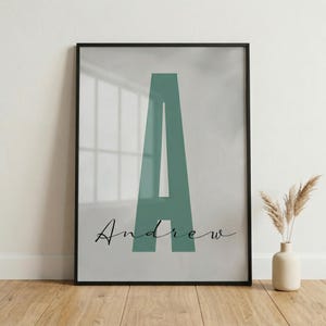 Poster prénom personnalisé, art mural monogramme minimaliste, impression typographie moderne