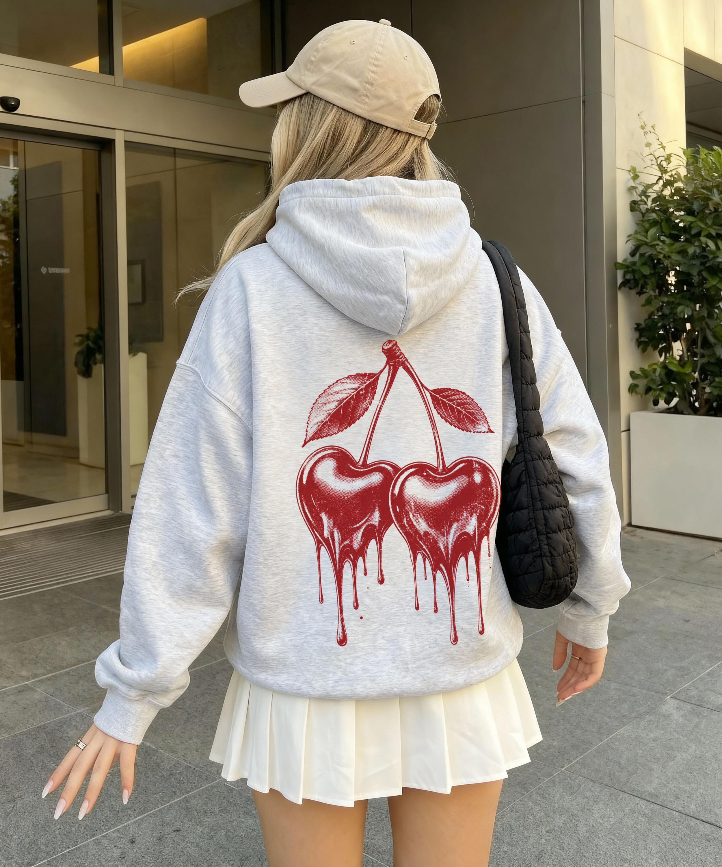 Cherry Print Hoodie - Etsy