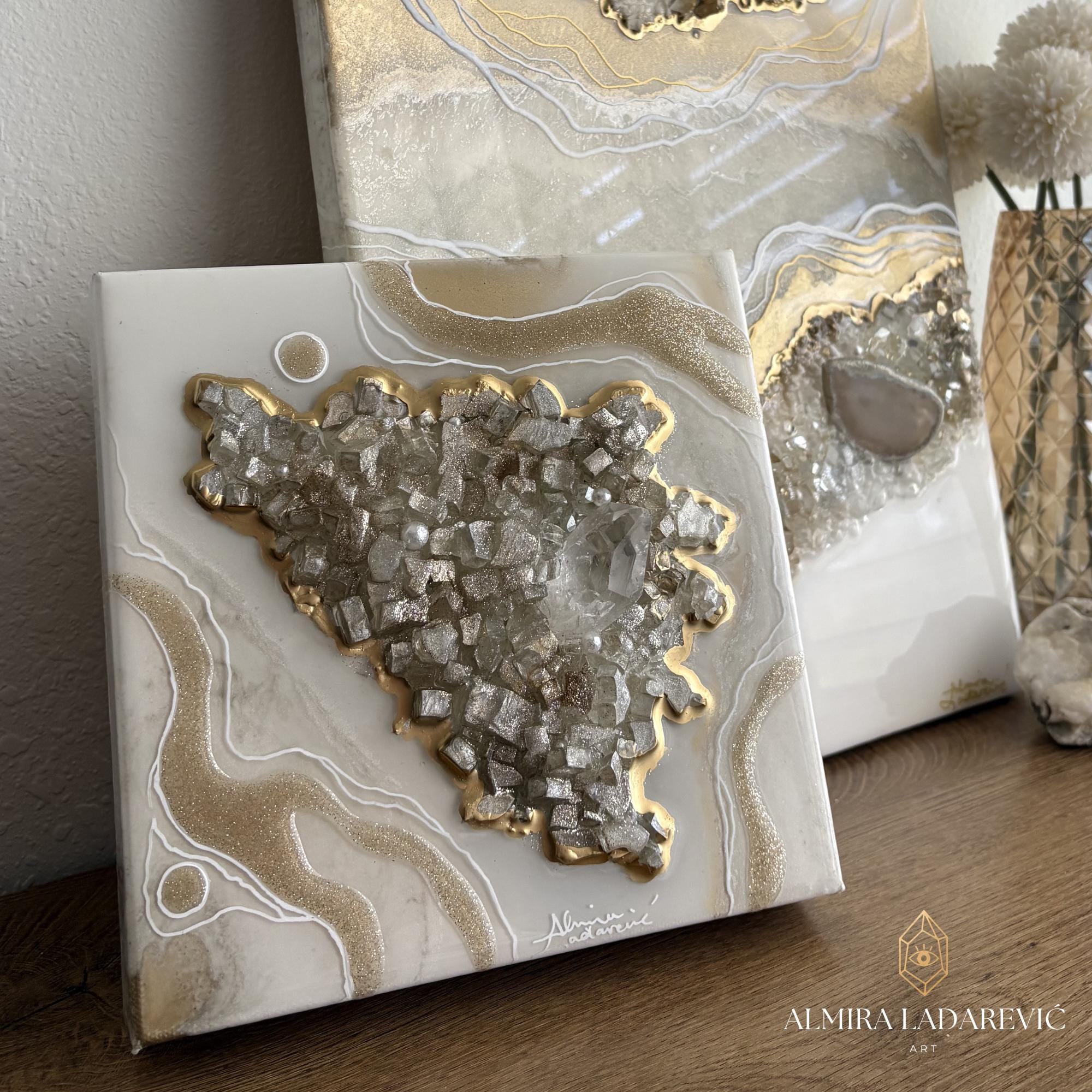 Bosnia Map Wall Art, 3D Abstract Textured Painting, Contemporary Home Decor, Statement Crystal Artwork