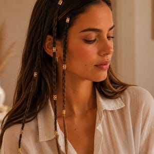 Gold Hair Rings Set | Braiding Accessories For Women | Boho Wedding Hair Jewelry | Dreadlock & Braid Charms