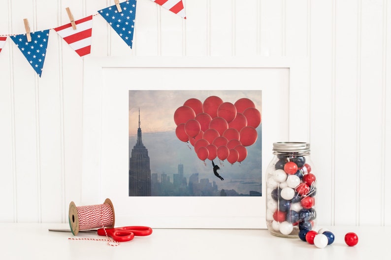 New York City 8x10 photograph Floating over the City fine art print vintage photography whimsical nursery art NYC skyline image 2