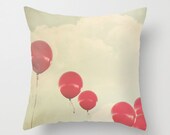 Red Balloons pillowcase - Chic Home Decor  - Vintage Photograph throw pillow - Balloons pillow