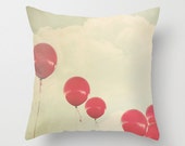 Red Balloons pillowcase - Chic Home Decor  - Vintage Photograph throw pillow - Balloons pillow