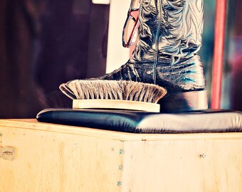 Cowboy Boot Photograph - fine art print - 8x10 photograph - Western Art - shoe shine - rustic home decor