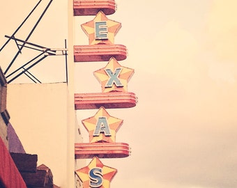 Texas Neon Sign- 8x10 photograph - fine art print - Texas Theatre - Dallas Texas photography