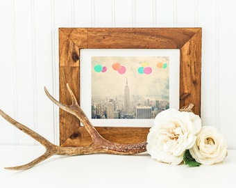 Balloons Over New York City - 8x10 photograph - "Balloons over the City" - vintage photography - Manhattan  - New York skyline