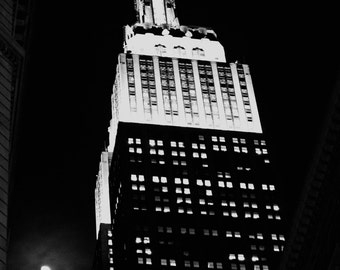 New York at Night - 8x10 photograph - Empire State Building - fine art print - vintage - Black and White Photography