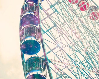 Galaxy Ferris Wheel photograph - Starry Carnival- 8x10 photograph - fantasy photography - carnival photography - nursery art