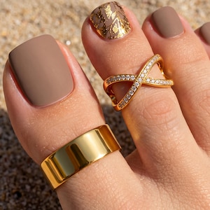 9 Piece Toe Ring Set, Adjustable Gold Filled Stackable Rings | Boho Beach Jewelry Gift