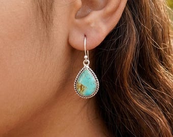 Natürliche Kingman Türkis Ohrringe 925 Sterling Silber Tropfen Boho Ohrringe Schmuck Geschenk