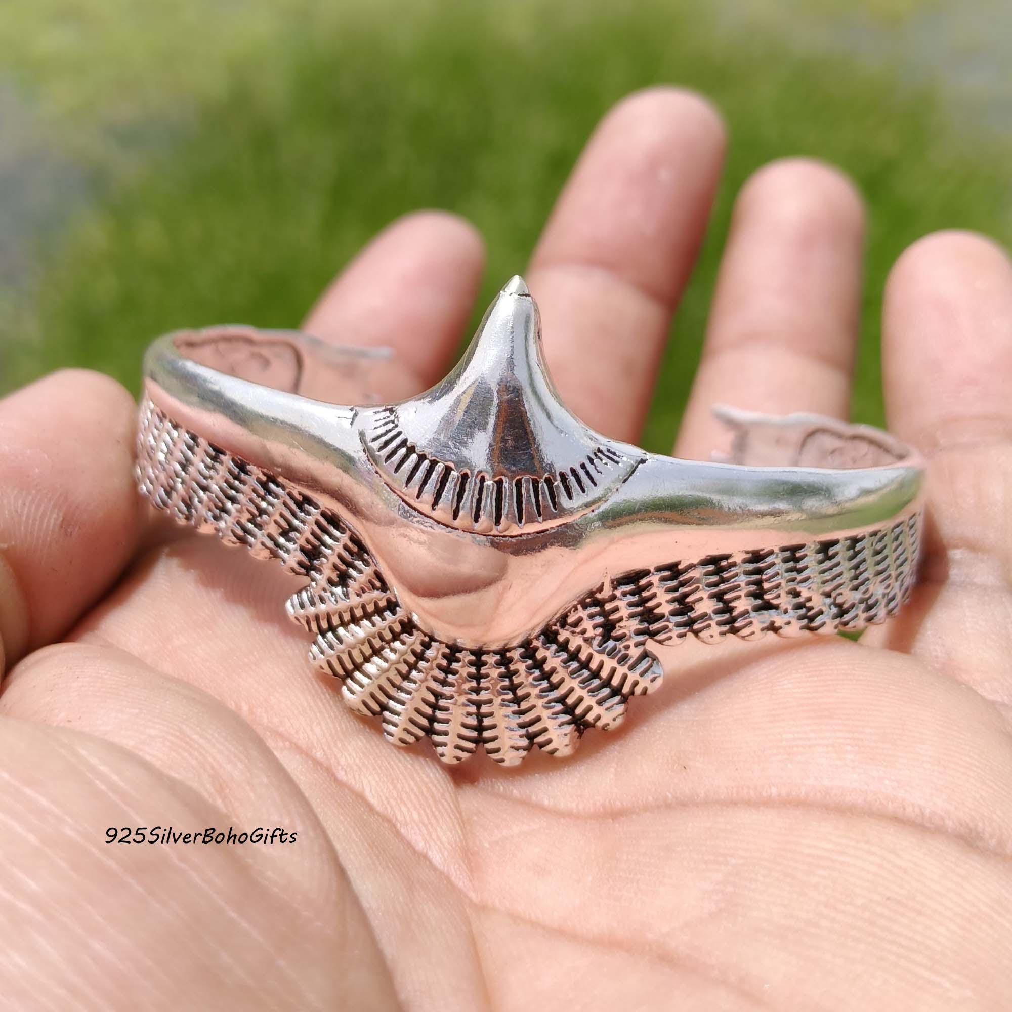 アクセサリー native american eagle head silver bangle Silver Eagle Cuff Bracelet Boho Native American Style Eagle Wing