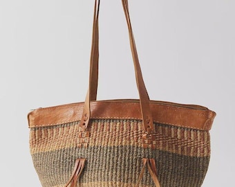 Sisal-Einkaufstasche mit Reißverschluss, handgemachte Sisal-Strandtasche, gewebte Kiondo-Tasche, Tribag-Taschen, afrikanische Sisaltasche, bestes Geschenk für Mütter