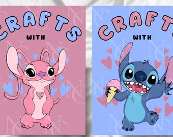 Crafts With Stitch and Angel Printable Sign | Party Craft Table Decor | Lilo & Stitch Birthday Activity Sign