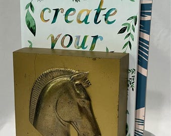 Vintage 1950s Scroll Horse Bookend / Book Holder