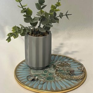 Vintage Blue and Green Ceramic Mosaic Trinket Tray