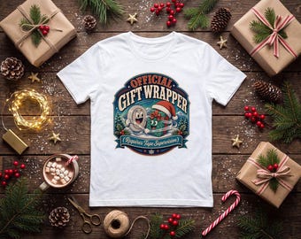 Official Gift Wrapper Christmas T-Shirt | Retro Holiday Cartoon Design
