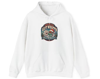 Old-Fashioned Gift Wrapper Illustration Hoodie | Vintage Christmas Santa Label