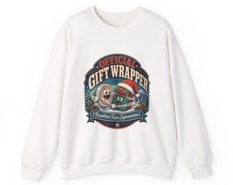 Official Gift Wrapper vintage cartoon Santa label Sweatshirt | Christmas holiday design