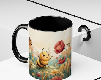 Science Teacher Mug, The Pollinator Mug, Hummingbird and Poppy Watercolor, Homeschool Gift For Her, Accent Coffee Mug 11 oz 15 oz