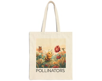 Pollinators Bee Tote Bag | Floral Garden Canvas Tote