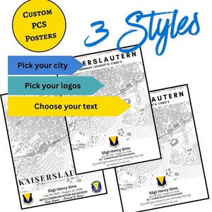 Custom PCS Map Poster, Military Deployment Gift, Personalized Coordinates Print (Digital Download)