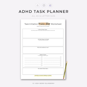 Task Initiation Worksheet ADHD Printable, Micro Step Planner, Task Breakdown Sheet, Executive Function Tool, Focus Planner PDF
