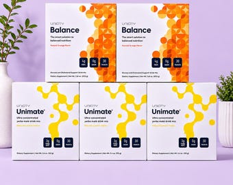 Unikate Balance und Unimate Kombi-Pack | 2 Balance Boxen + 3 Unimate Boxen | Natürliches Orangen- und Zitronenaroma