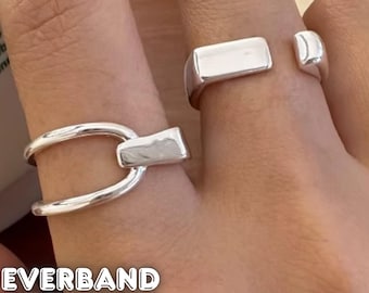 Minimalist Kreuz offener Ring, Retro Silber verstellbares Band, einfacher Modeschmuck