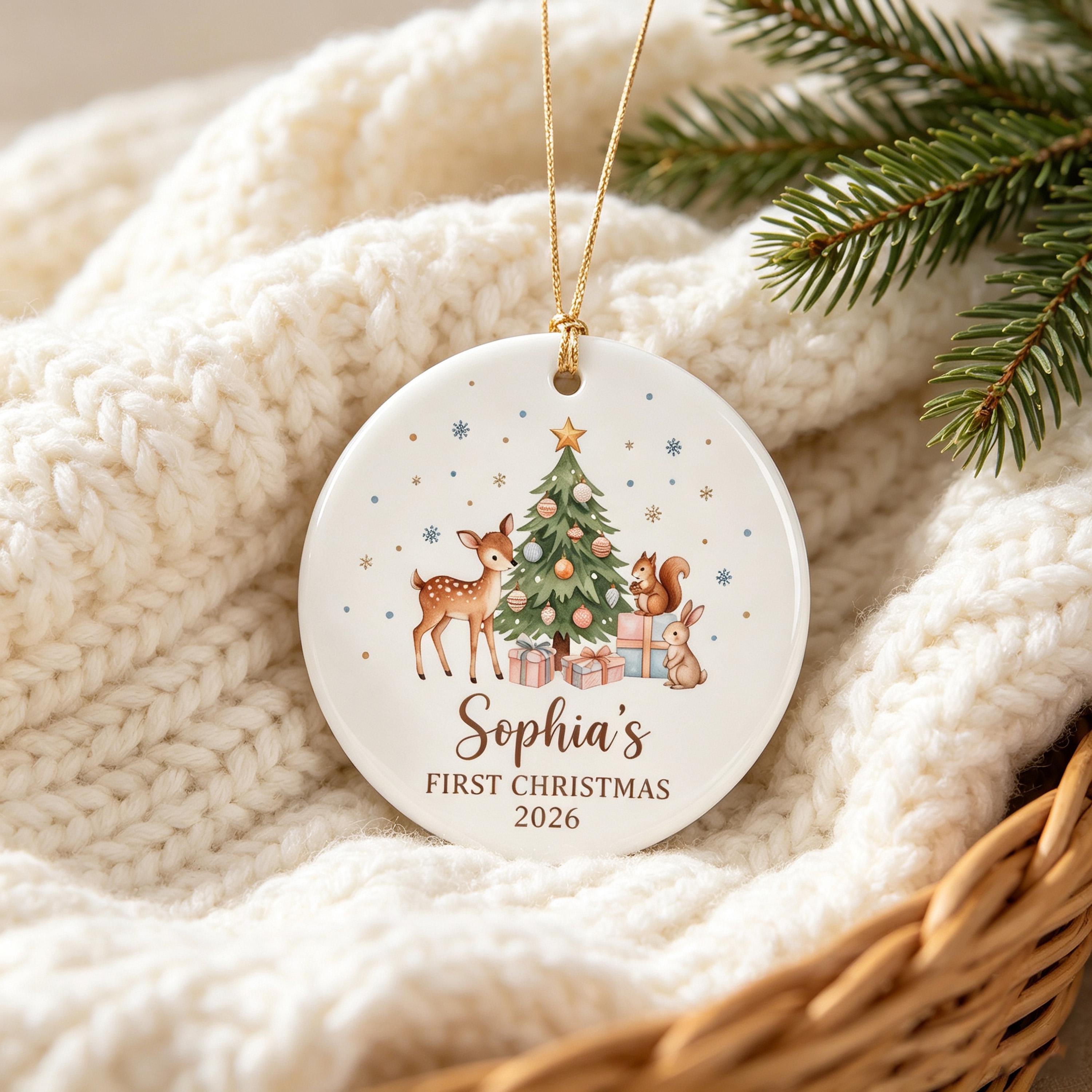Personalized baby's first Christmas ceramic ornament