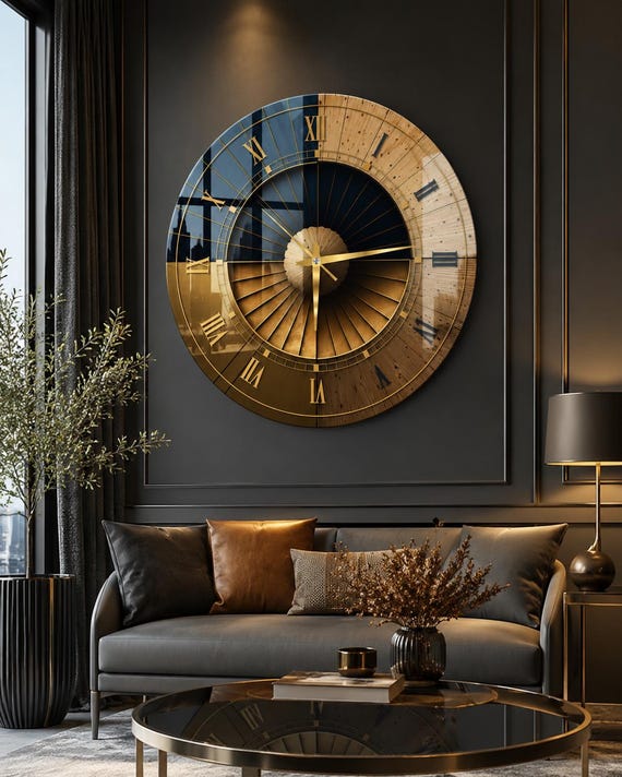 Tempered Glass Abstract Wall Clock, Silent Mechanism, Modern Minimalist Home Decor