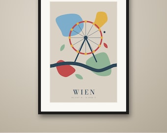 Vienna Abstract Poster, Paper Cut Out Style City Print, Boho Modern Wall Art, Printable, Instant Download, 8 Sizes