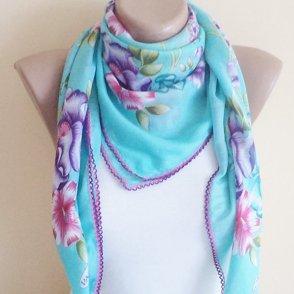 Spring Trends, scarf, stylish accessory, Blue thin scarf, women fashion. Accessories