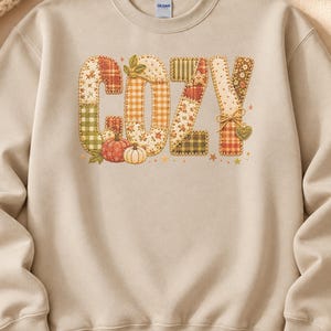Cozy Patchwork Sweatshirt Fall Pumpkin Crewneck Thanksgiving Comfort Colors® Shirt