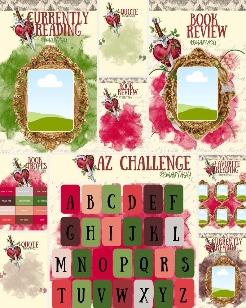 Romantasy Canva-mallar 20+ redigerbara designer booktok innehållsskaparkit #2 bild 4