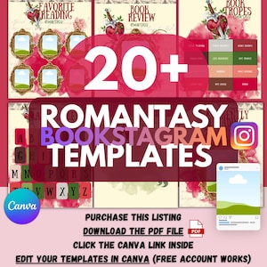 Romantasy Canva-mallar 20+ redigerbara designer booktok innehållsskaparkit #2 bild 1