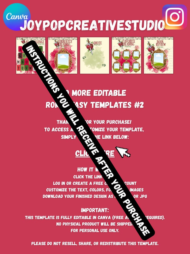 Romantasy Canva-mallar 20+ redigerbara designer booktok innehållsskaparkit #2 bild 7