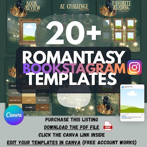 Romantasy Canva templates 20+ editable designs booktok content creator kit #1 image 1