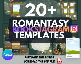 Romantasy Canva-mallar 20+ redigerbara designer booktok innehållsskaparkit #1