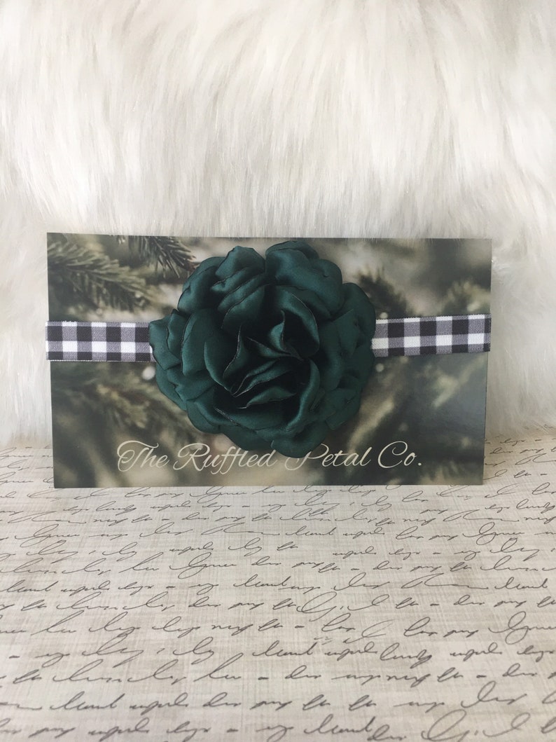 Jade Forest Green Baby Girl Headband|Farmhouse Headband|Buffalo Plaid Rustic Headband|Primitive Headband|Infant Toddler|Hair Accessory