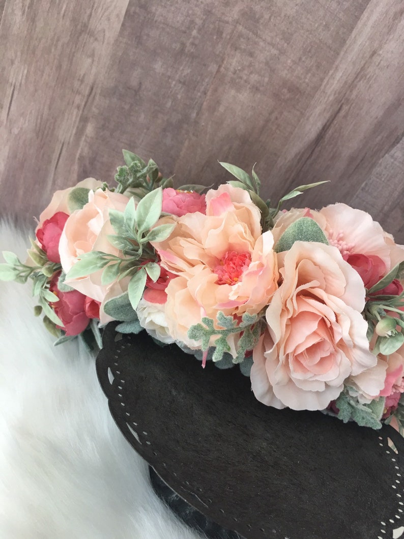 Floral Roses Wreaths /& Tiara Full Half Halo Adjustable Crown Bohemian Woodland Bridal Maternity Floral Flower Crown Photography Prop