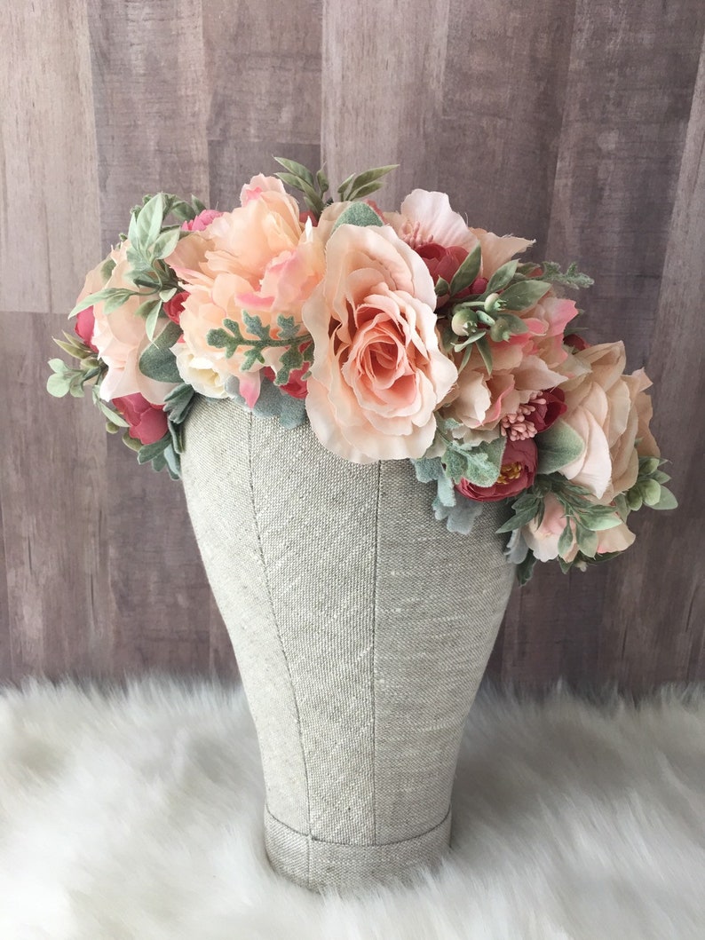 Floral Roses Wreaths /& Tiara Full Half Halo Adjustable Crown Bohemian Woodland Bridal Maternity Floral Flower Crown Photography Prop